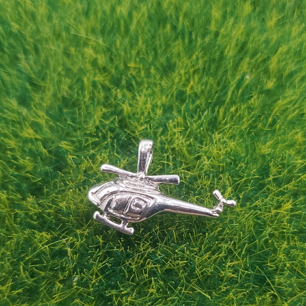 Silver Tone Helicopter Charm Pendant P336
